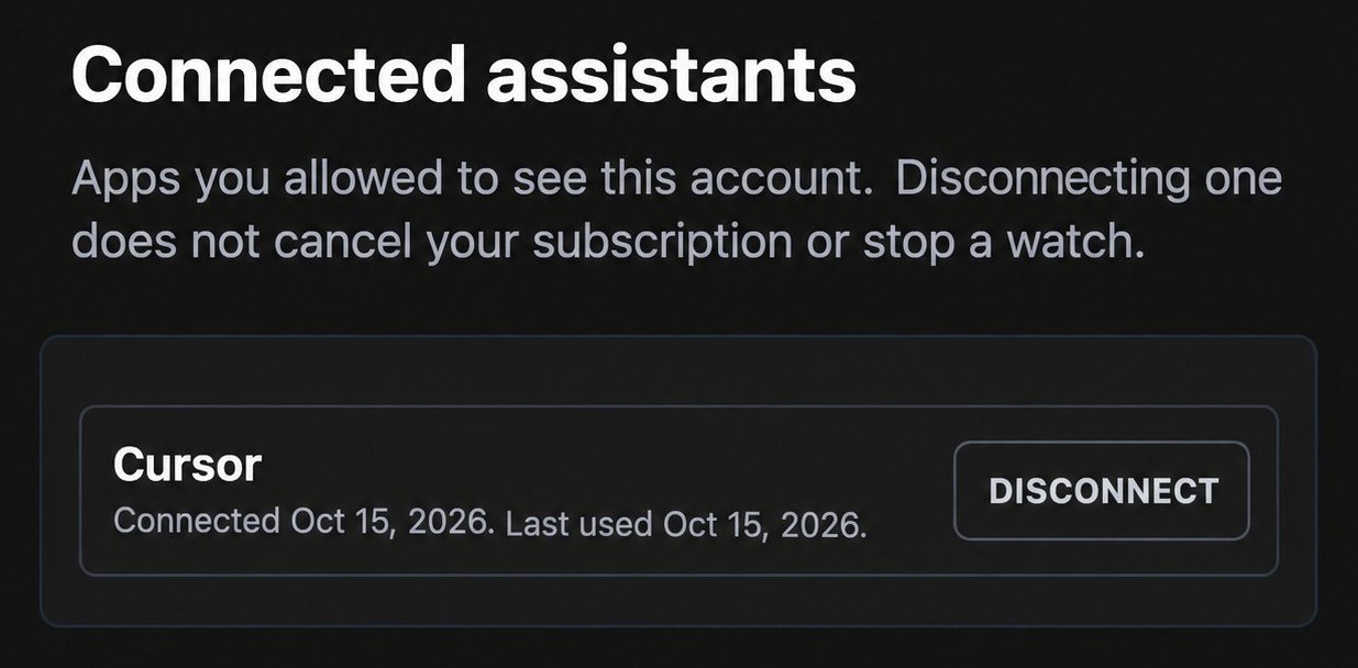 Connected assistants on Notification Settings, with a Disconnect button